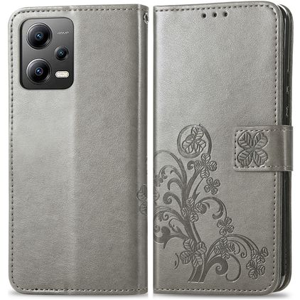 Mobigear Clover POCO X5 Hoesje Bookcase Portemonnee - Grijs