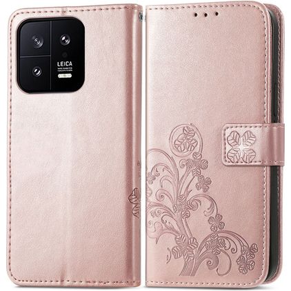 Mobigear Clover Xiaomi 13 Hoesje Bookcase Portemonnee - Roségoud