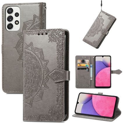 Mobigear Mandala Samsung Galaxy A33 Hoesje Bookcase Portemonnee - Grijs
