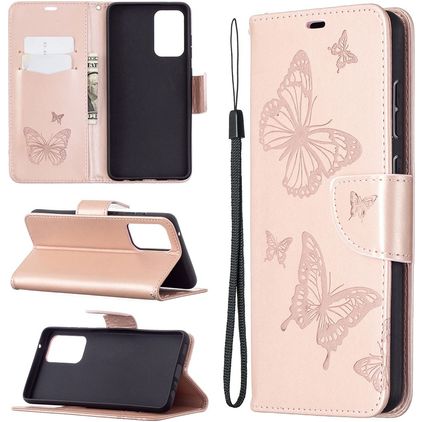 Mobigear Butterfly Samsung Galaxy A72 Hoesje Bookcase Portemonnee - Roségoud