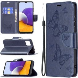 Mobigear Butterfly Samsung Galaxy A22 5G Hoesje Bookcase Portemonnee - Blauw