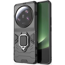 Mobigear Armor Ring Xiaomi 13 Ultra Hoesje Hardcase Backcover Shockproof met Ringhouder - Zwart