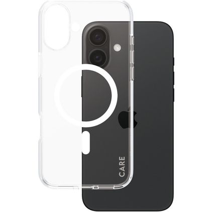 CARE by PanzerGlass Flagship iPhone 16 Plus MagSafe Hoesje Hardcase Backcover - Transparant / Wit