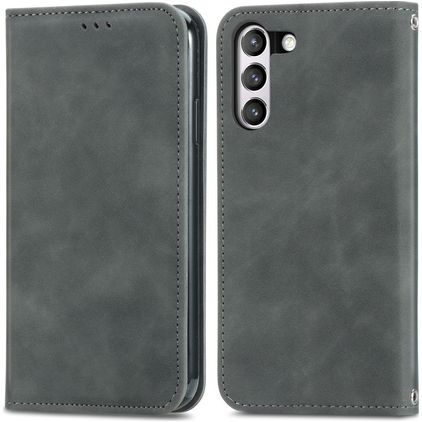 Mobigear Retro Slim Samsung Galaxy S21 FE Hoesje Bookcase Portemonnee - Grijs
