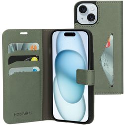 Mobiparts Classic Wallet iPhone 15 Hoesje Bookcase Portemonnee - Stone Green