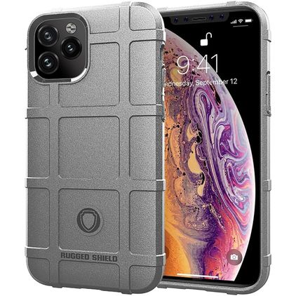 Mobigear Rugged Shield iPhone 12 Pro Max Hoesje Flexibel TPU Backcover Shockproof - Grijs