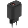 Mobiparts Dual USB / USB-C Oplader Power Delivery 20W - Zwart
