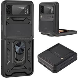 Mobigear Armor Ring Samsung Galaxy Z Flip 3 Hoesje Hardcase Backcover Shockproof met Ringhouder - Zwart
