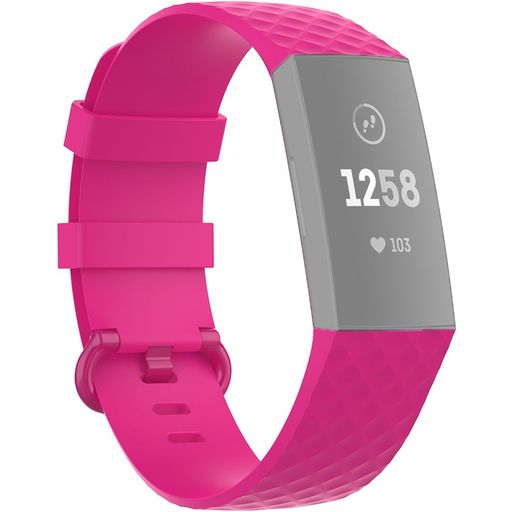 Mobigear Cross Siliconen Fitbit Charge 4 Bandje Gespsluiting - Magenta