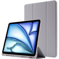 Mobigear Tri-Fold Gel iPad Air 11 Inch (2024) Hoes TPU,Kunstleer Bookcase + Stylus Houder - Grijs