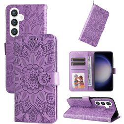 Mobigear Sunflower Samsung Galaxy S24 Plus Hoesje Bookcase Portemonnee - Paars