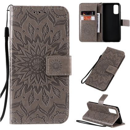 Mobigear Sunflower Samsung Galaxy S20 Hoesje Bookcase Portemonnee - Grijs