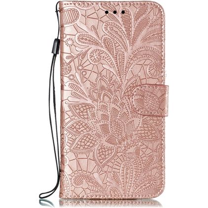Mobigear Flowers Xiaomi Mi A3 Hoesje Bookcase Portemonnee - Roségoud