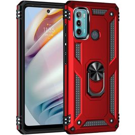 Mobigear Armor Ring Motorola Moto G60 Hoesje Hardcase Backcover Shockproof met Ringhouder - Rood
