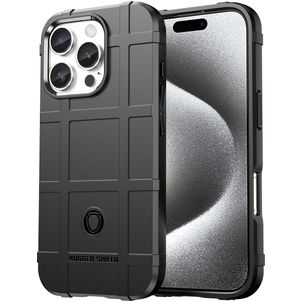 Mobigear Rugged Shield iPhone 16 Pro Max Hoesje Flexibel TPU Backcover Shockproof - Zwart