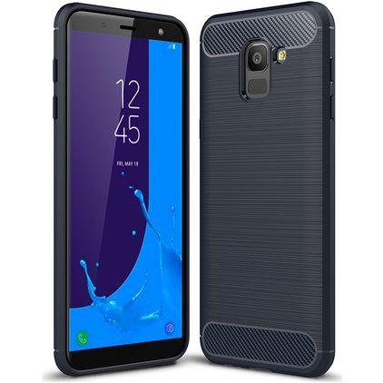 Mobigear Brushed Slim Samsung Galaxy J6 (2018) Hoesje Flexibel TPU Backcover - Marineblauw