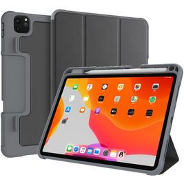 Mutural Tri-Fold Tough iPad Pro 11 Inch (2022) Hoes Bookcase + Stylus Houder - Zwart