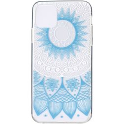 Mobigear Design iPhone 11 Pro Max Hoesje Flexibel TPU Backcover - Transparant / Blauw