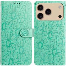 Mobigear Flowers iPhone 17 Pro Hoesje Bookcase Portemonnee - Groen