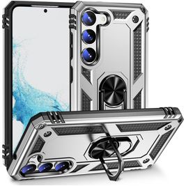 Mobigear Armor Ring Samsung Galaxy S23 Hoesje Hardcase Backcover Shockproof met Ringhouder - Zilver