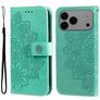 Mobigear Flowers iPhone 17 Pro Max Hoesje Bookcase Portemonnee - Groen