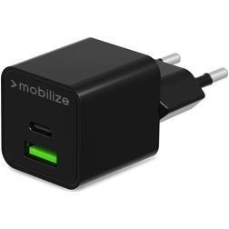 Mobilize Dual USB / USB-C Oplader Power Delivery 30W - Zwart