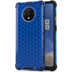 Mobigear Honeycomb OnePlus 7T Hoesje Hardcase Backcover Shockproof - Blauw