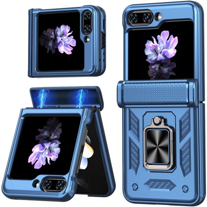 Mobigear Armor ring Samsung Galaxy Z Flip 6 Hoesje Hardcase Backcover Shockproof met Ringhouder - Blauw