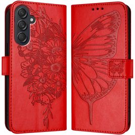 Mobigear Butterfly Samsung Galaxy M55 Hoesje Bookcase Portemonnee - Rood