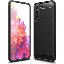 Mobigear Brushed Slim Samsung Galaxy S21 FE Hoesje Flexibel TPU Backcover - Zwart