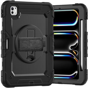 Xccess Survivor Essential iPad Pro 11 Inch (2025) Hoes Hard Kunststof,Siliconen Backcover + Standaard - Zwart