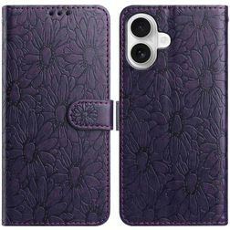 Mobigear Flowers iPhone 17 Hoesje Bookcase Portemonnee - Paars