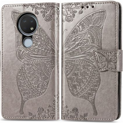 Mobigear Butterfly Nokia 7.2 Hoesje Bookcase Portemonnee - Grijs