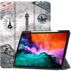 Mobigear Tri-Fold Gel iPad Pro 12.9 Inch (2022) Hoes TPU,Kunstleer Bookcase + Stylus Houder - Eiffeltoren