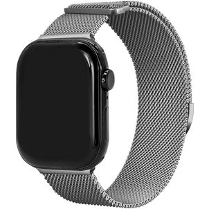 Mobilize RVS Milanese Apple Watch Bandje Magneetsluiting - 49/46/45/44 mm - Zilver