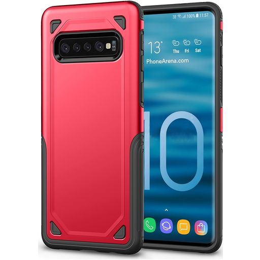 Mobigear Slim Armor Samsung Galaxy S10 Plus Hoesje Hardcase Backcover Shockproof - Rood