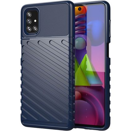 Mobigear Groove Samsung Galaxy M51 Hoesje Flexibel TPU Backcover - Blauw