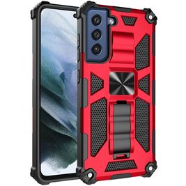 Mobigear Armor Stand Samsung Galaxy S21 FE Hoesje Hardcase Backcover Shockproof met Standaard - Rood