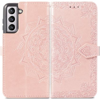 Mobigear Mandala Samsung Galaxy S21 FE Hoesje Bookcase Portemonnee - Roségoud