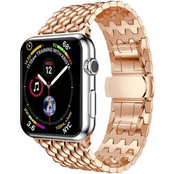 Mobigear Dragon Stalen Apple Watch Bandje Vouwsluiting - 49/46/45/44 mm - Roségoud