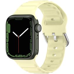Mobigear Bumpy Siliconen Apple Watch Bandje Gespsluiting - 49/46/45/44 mm - Geel