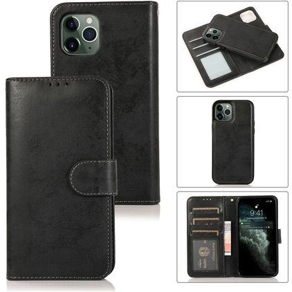 Mobigear Wallet iPhone 12 Mini Hoesje Uitneembare 2in1 Bookcase Portemonnee - Zwart