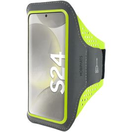 Mobiparts Comfort Fit Telefoonhouder Hardlopen Samsung Galaxy S24 Sport Hoesje Neopreen Sportarmband - Neon Green