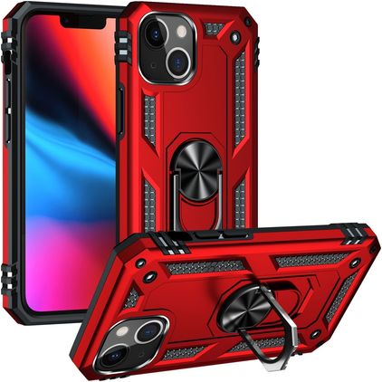 Mobigear Armor Ring iPhone 14 Plus Hoesje Hardcase Backcover Shockproof met Ringhouder - Rood