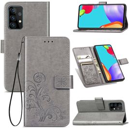 Mobigear Clover Samsung Galaxy A52 Hoesje Bookcase Portemonnee - Grijs
