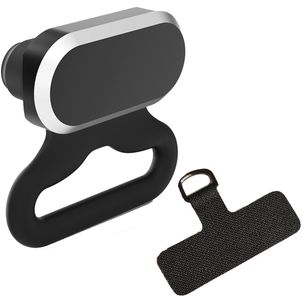 Mobigear 2in1 Aluminium Anti-stofplug met Koordbevestiging - USB-C - Zwart
