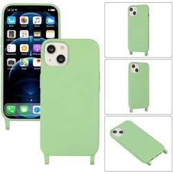 Mobigear Lanyard iPhone 14 Siliconen Hoesje met koord - Groen