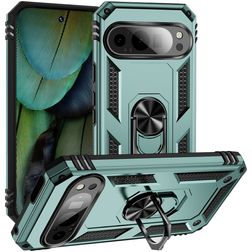 Mobigear Armor Ring Google Pixel 9 Hoesje Hardcase Backcover Shockproof met Ringhouder - Groen