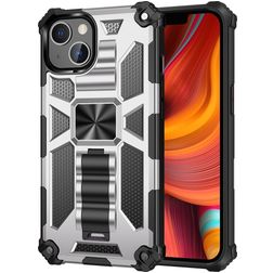 Mobigear Armor Stand iPhone 13 Hoesje Hardcase Backcover Shockproof met Standaard - Zilver