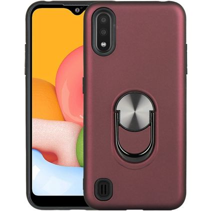 Mobigear Armor Ring Samsung Galaxy A01 Hoesje Hardcase Backcover Shockproof met Ringhouder - Rood